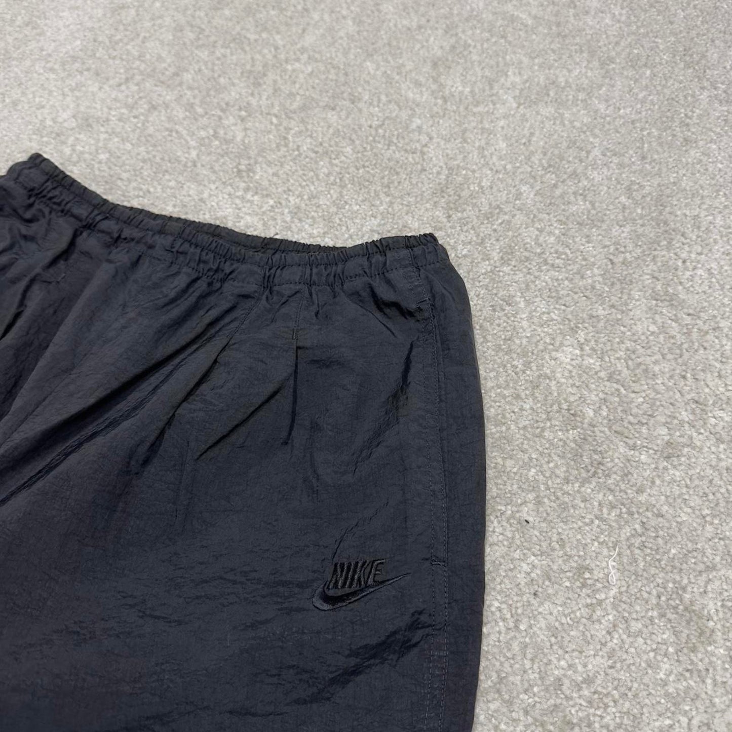 Black Nike trackies S 6-8 loose y2k floaty leg joggers embroidered logo