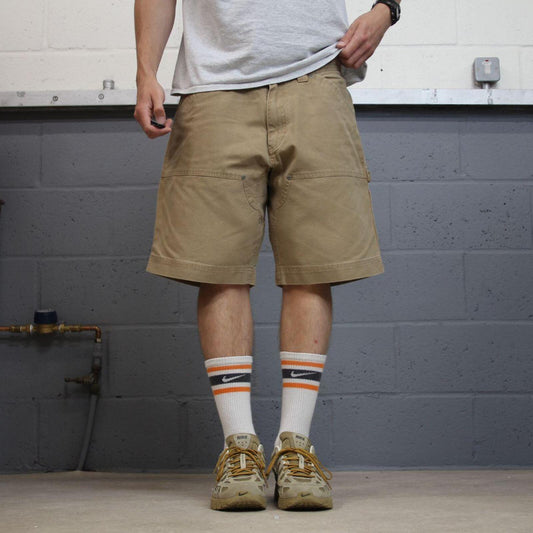Baggy carpenter shorts canvas work tan Jesse James loose skate style summer festival jorts