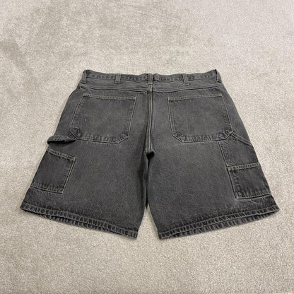 Baggy denim shorts carpenter grey Faded Glory skater style summer festival cargo jorts