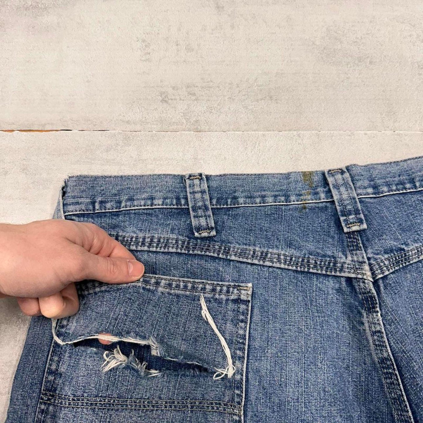 Mens baggy Wrangler carpenter jorts W40 Loose long denim skate shorts