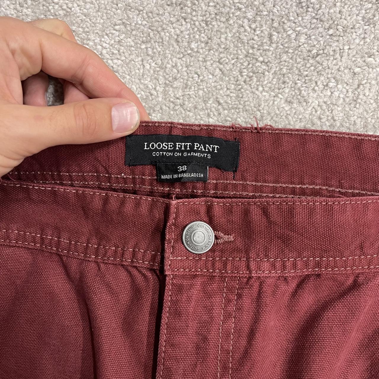 Baggy carpenter jeans y2k loose wide leg burgundy Cotton On 100% cotton skater utility cargo pants
