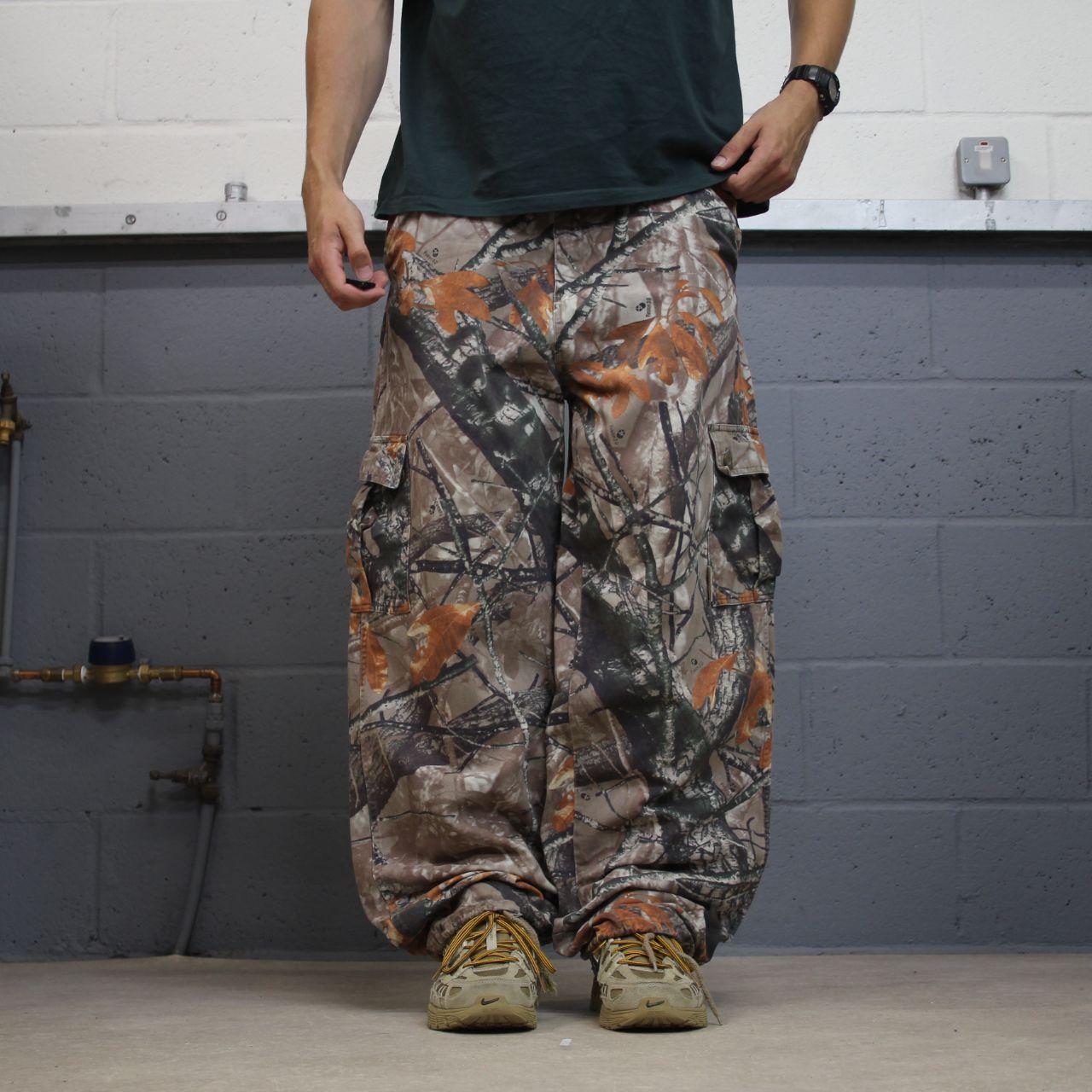 Vintage baggy camo cargo pants khaki Loose Outfitters Ridge camouflage Y2K hunting style trousers