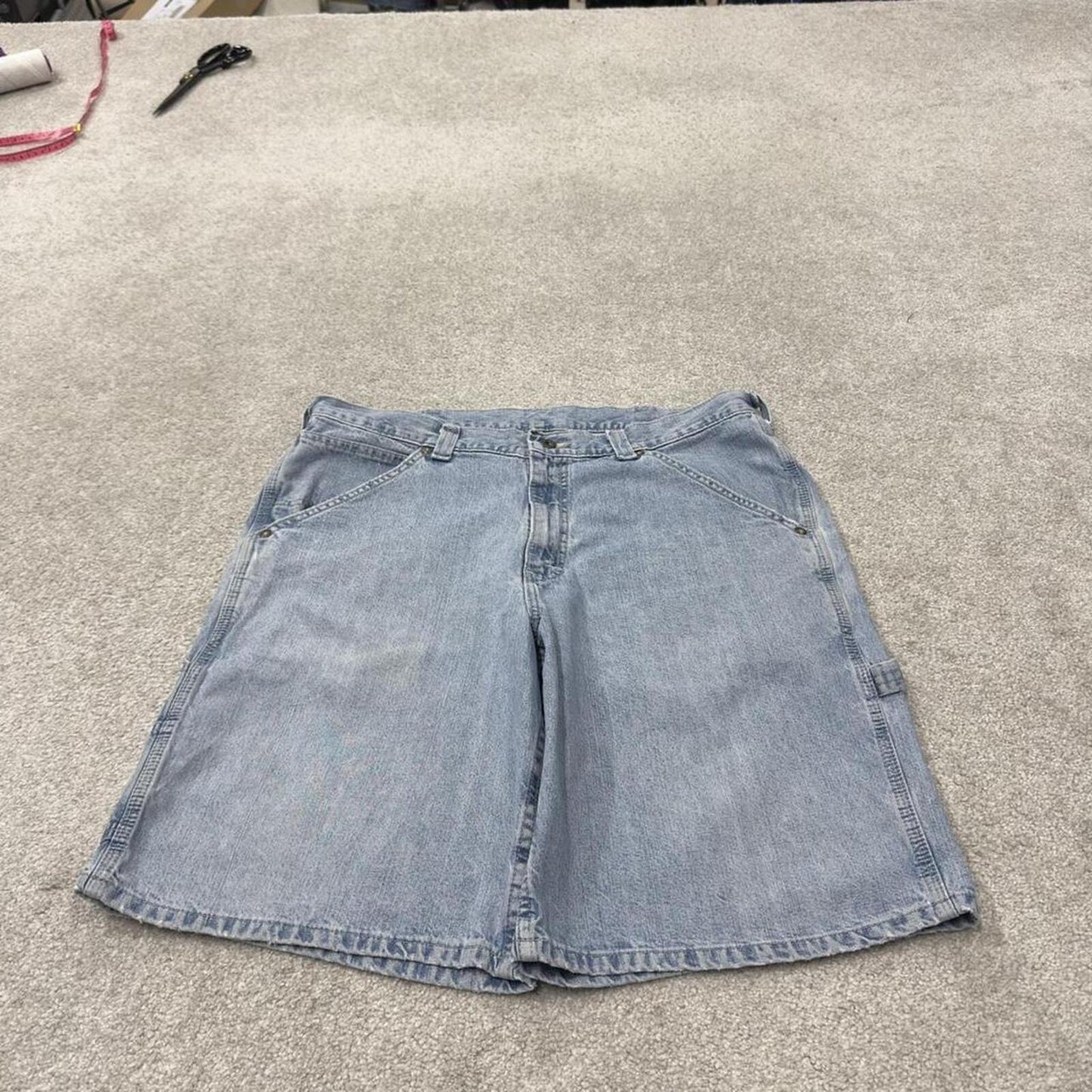 Lee denim carpenter shorts cargo blue Loose leg skater style surf jorts