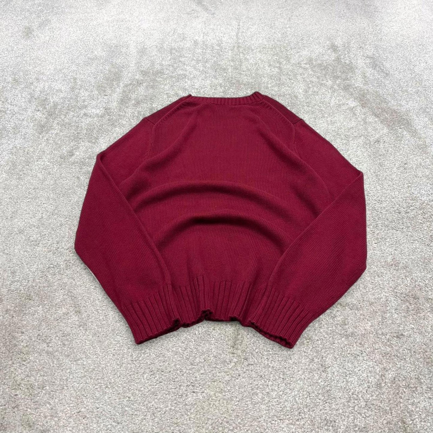 00s Nautica knit sweater jumper embroidered small men's red knitted pull over y2k 00s style
