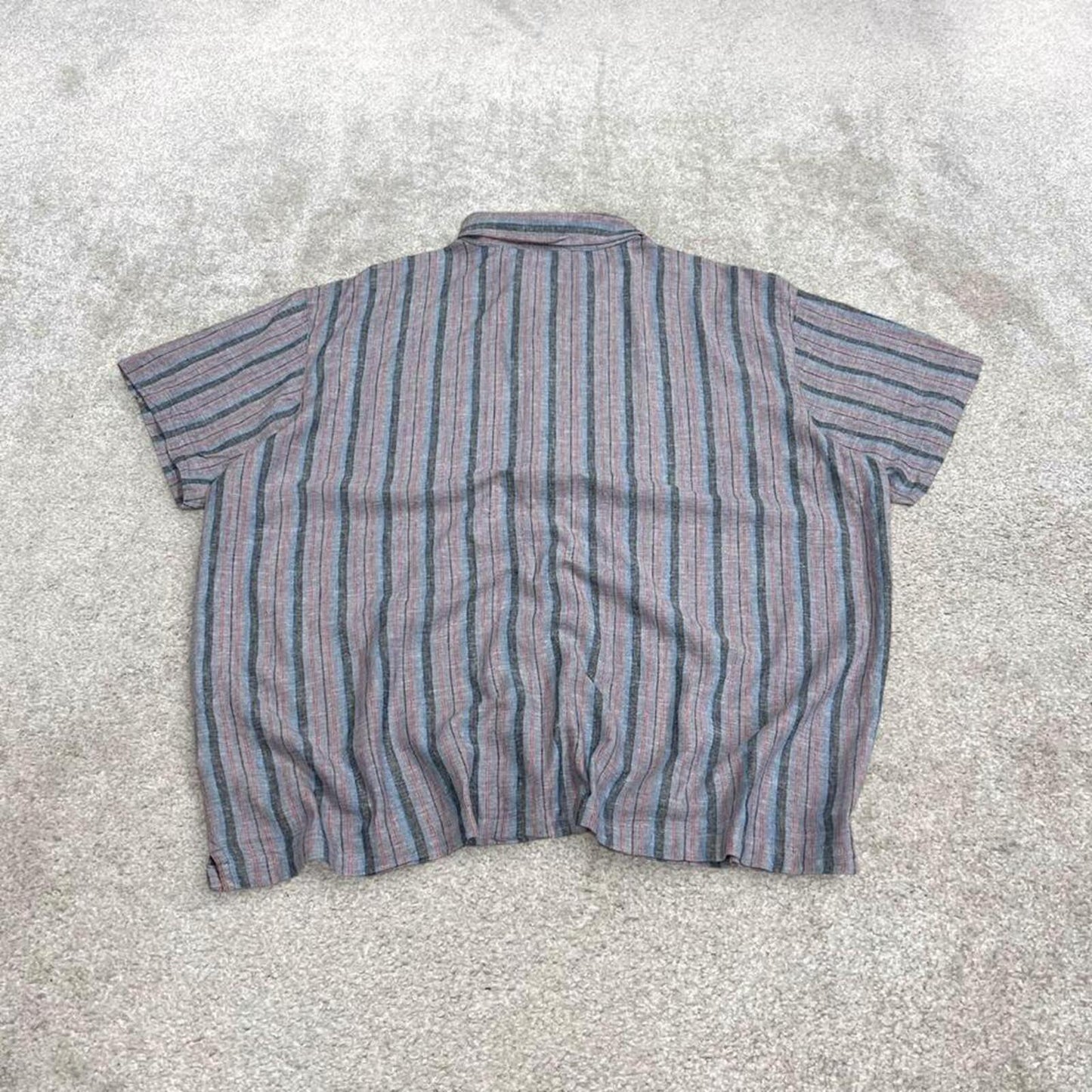 Y2K striped shirt short sleeve Columbia blue Surf style stripey shirt summer festival