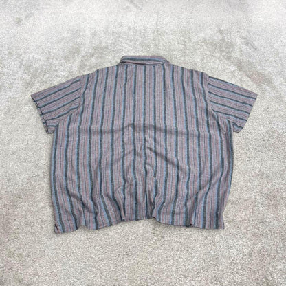 Y2K striped shirt short sleeve Columbia blue Surf style stripey shirt summer festival