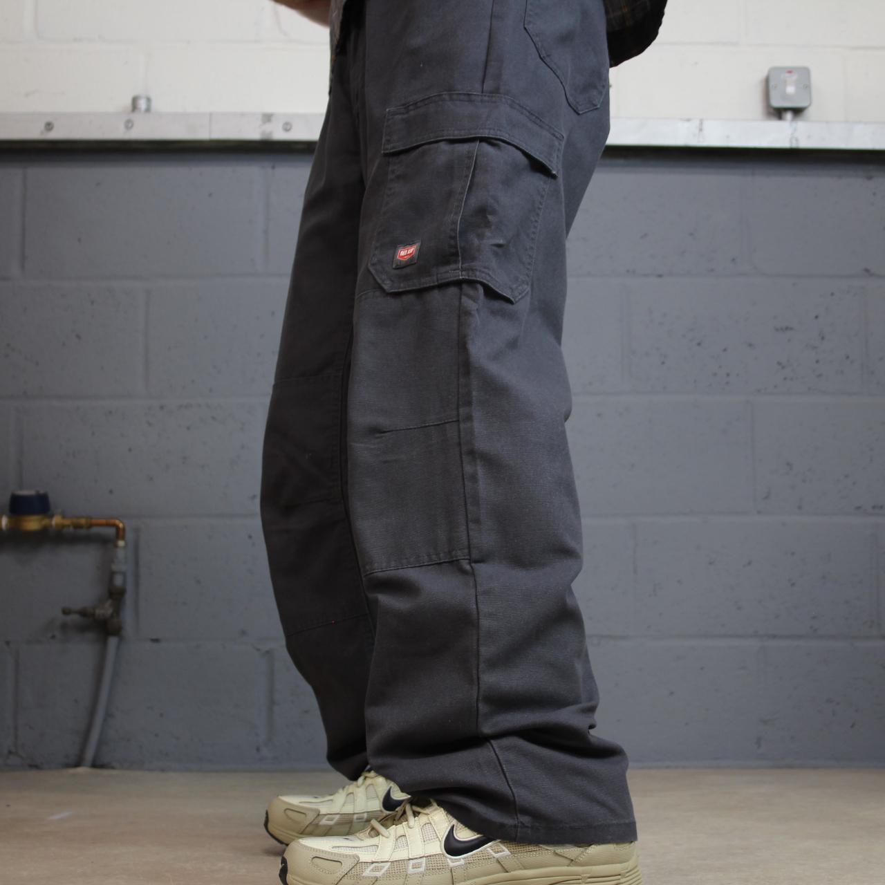 Red Kap baggy double knee cargo pants y2k grey loose wide leg skater work pants