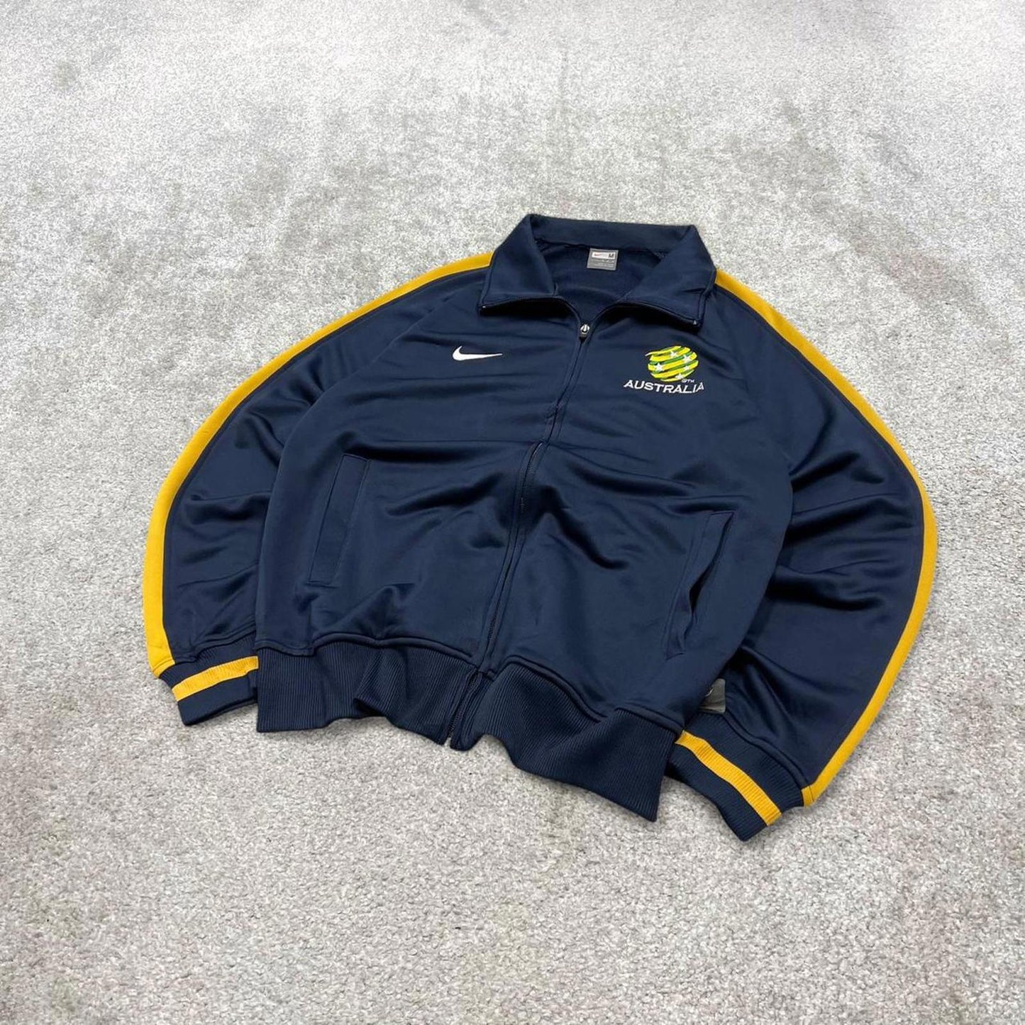 Y2k 00s Nike track jacket Medium men's navy Australia football full zip track suit top embroidered