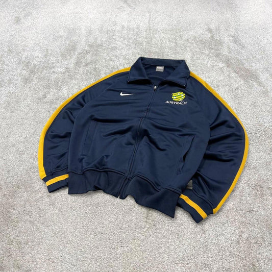 Y2k 00s Nike track jacket Medium men's navy Australia football full zip track suit top embroidered