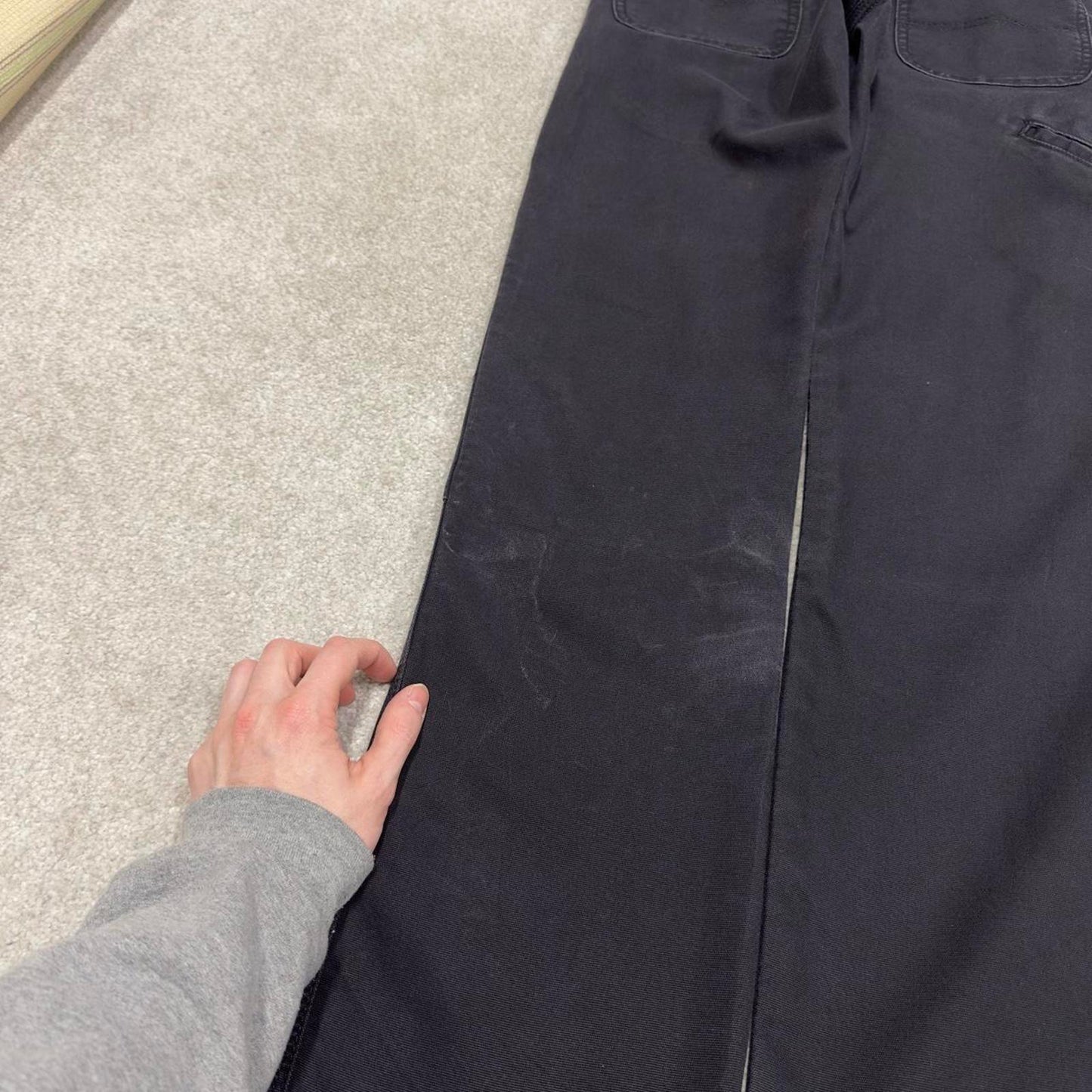 Y2K Dickies double knee carpenter jeans faded black Canvasy flex workwear skater cargos utility