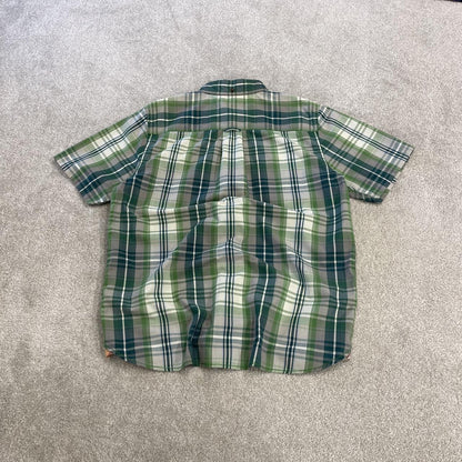 North Face checkered short sleeve shirt green TNF festival surf style check shirt button down summer