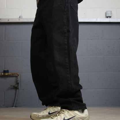 Levi’s 550 relaxed jeans y2k W34L30 black loose straight leg pants red tab logo