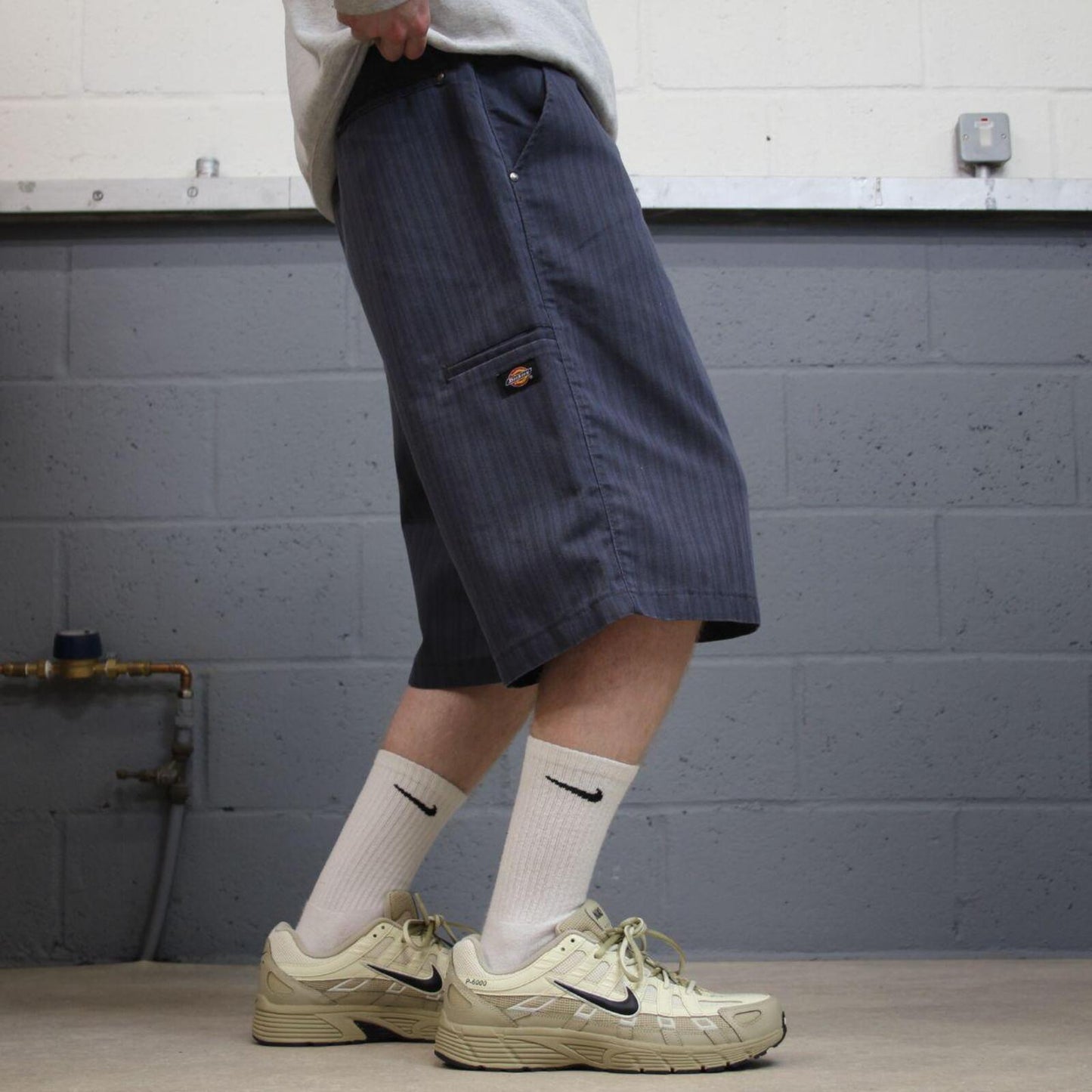 Dickies baggy stripe carpenter shorts navy Twill chino skater style shorts wide long leg