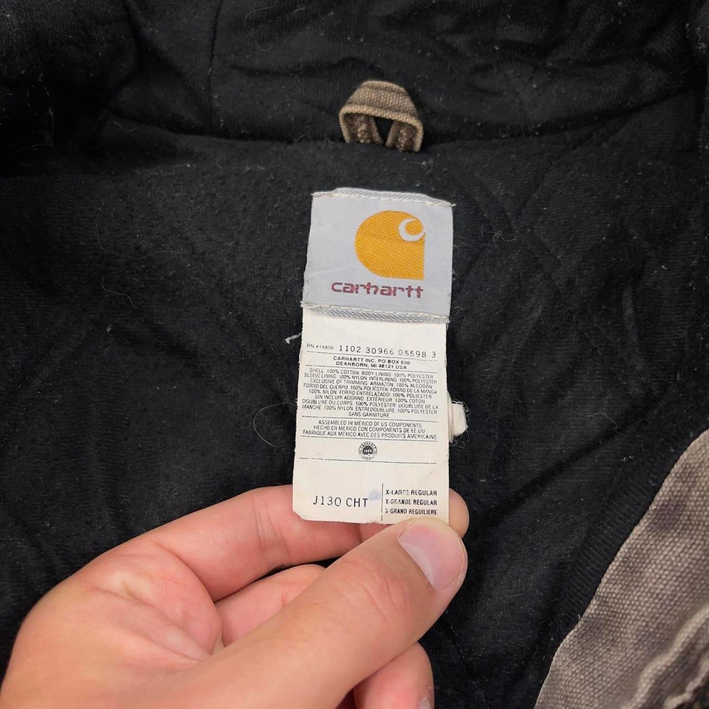 Vintage brown Carhartt hooded active jacket XL canvas bomber