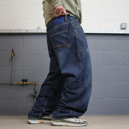 Y2K baggy skate jeans wide leg blue Loose G Unit denim skater style pants