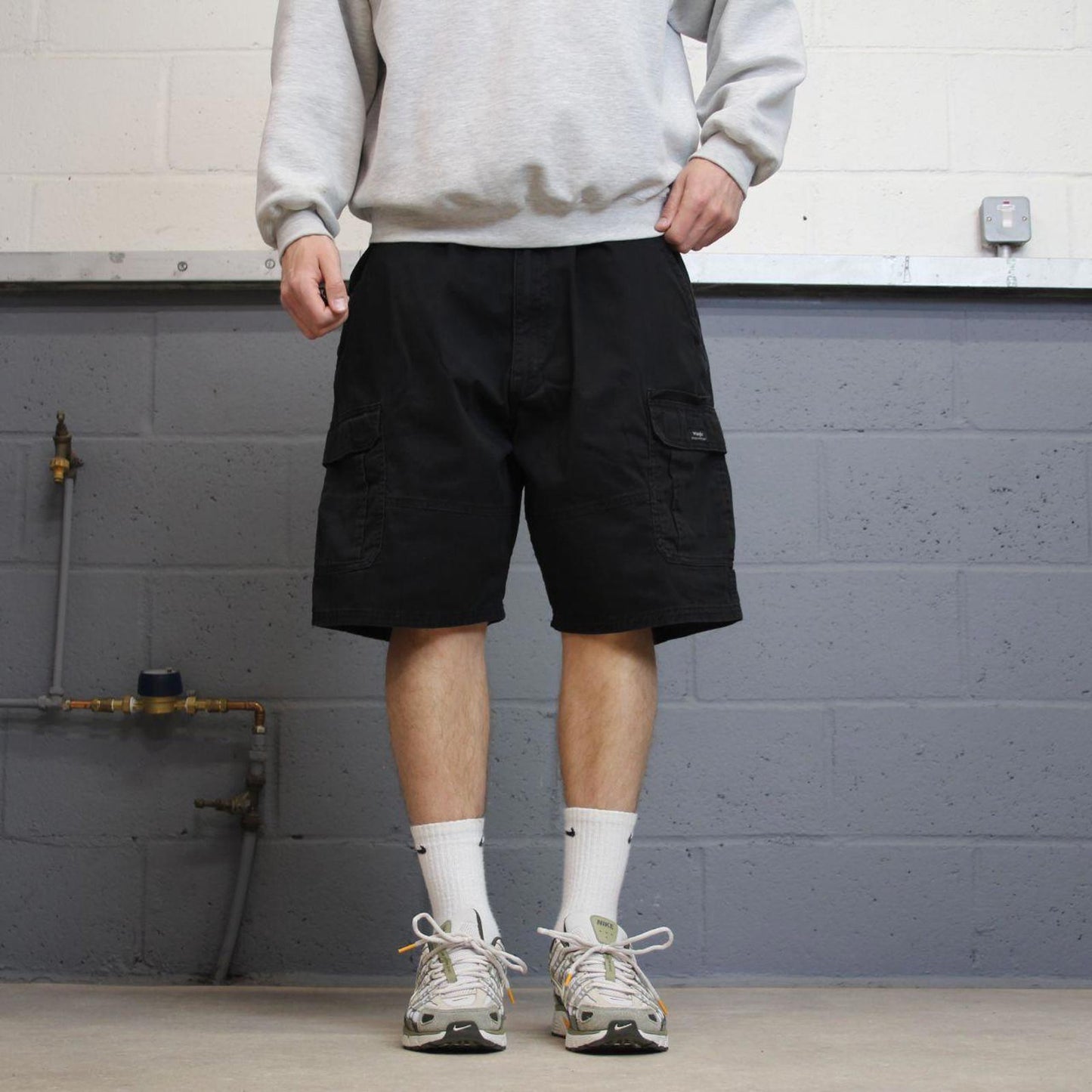 Wrangler cargo shorts y2k black Loose comfy wide leg chino summer festival shorts