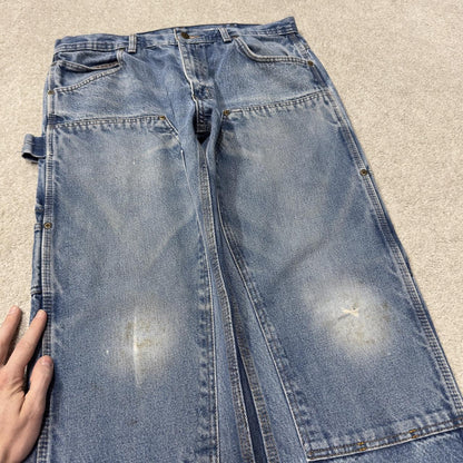 Denim double knee carpenter jeans y2k W34L29 blue Straight leg skater style work cargos