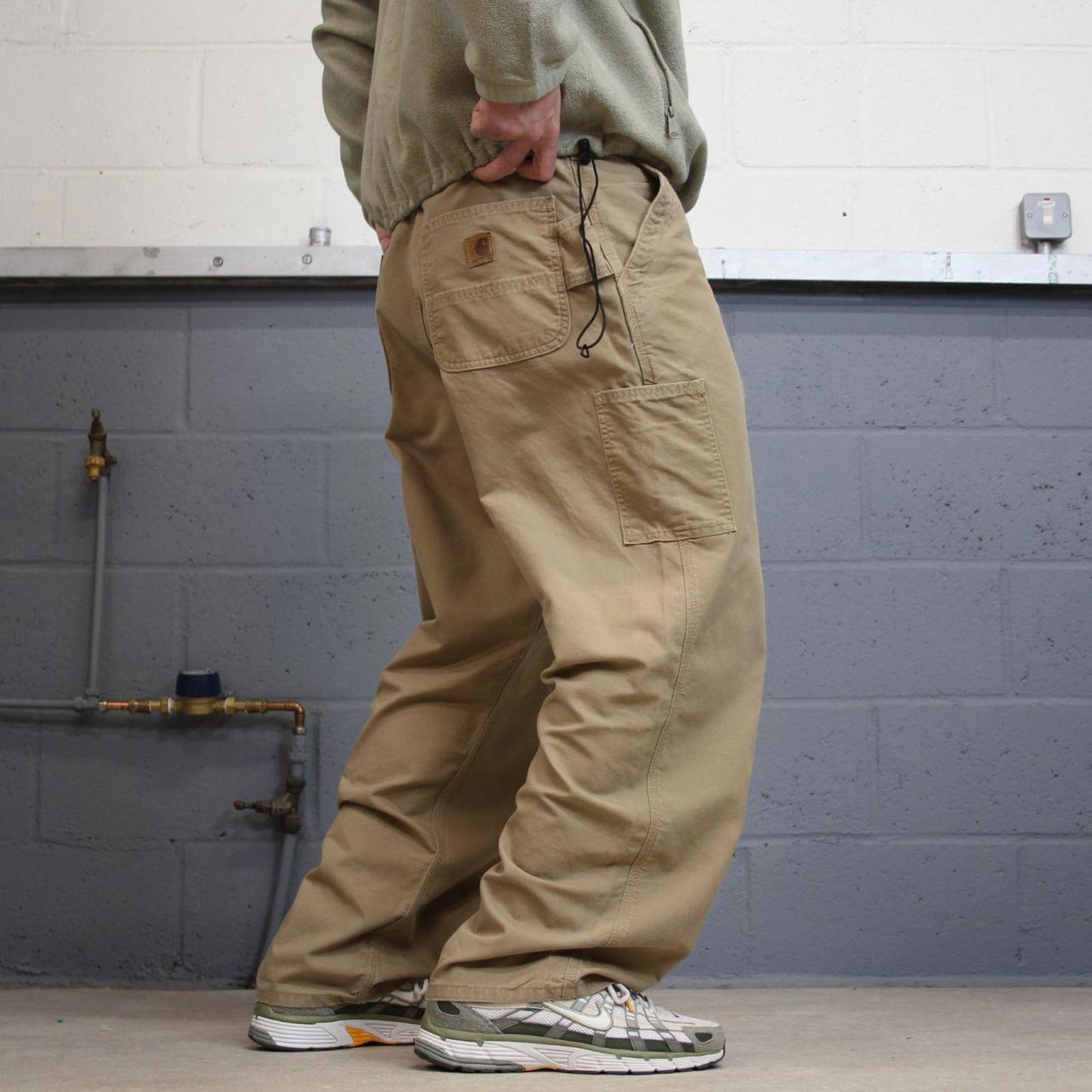 Y2K baggy Carhartt carpenter pants tan brown Loose leg canvasy skate style workwear cargo pants