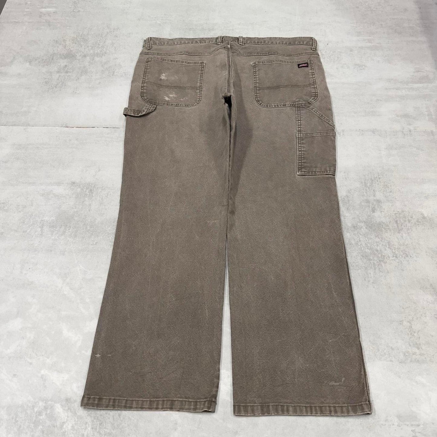 Baggy Dickies carpenter jeans W40L28 khaki brown denim 90s style canvas cargos