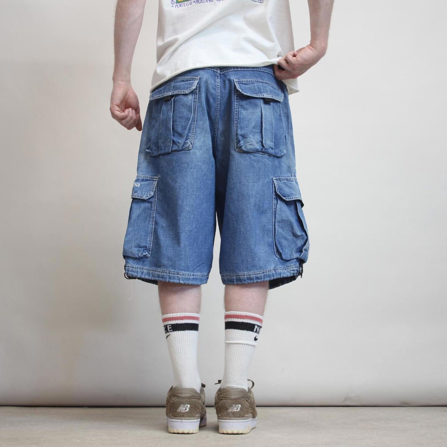 Baggy Karl Kani denim cargo shorts W32 wide leg cargo 90s skater jorts utility