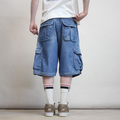 Baggy Karl Kani denim cargo shorts W32 wide leg cargo 90s skater jorts utility