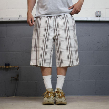 Dickies baggy checkered shorts carpenter white Chino check surf shorts long wide leg festival