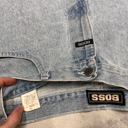 Baggy BOSS denim jorts W34 loose long denim embroidered 90s skater jorts