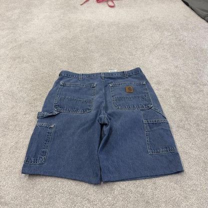 Carhartt carpenter denim shorts y2k faded blue Loose skater style work jorts