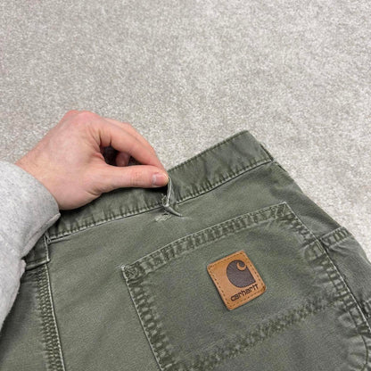 Y2K baggy Carhartt carpenter jeans green Loose leg canvasy skate style workwear cargo pants