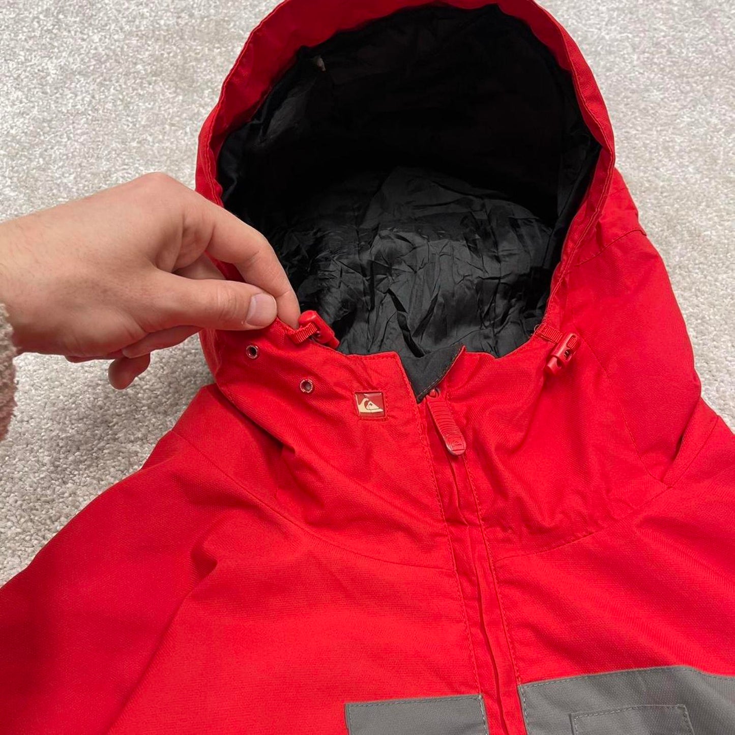 00s Quiksilver technical ski jacket L men's y2k style hooded winter snow boarding coat hooded