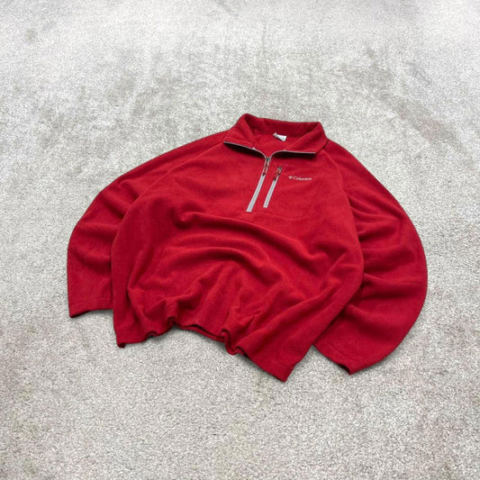 00s Columbia technical fleece XXL men's red 1/4 zip up y2k style autumn pull over casual