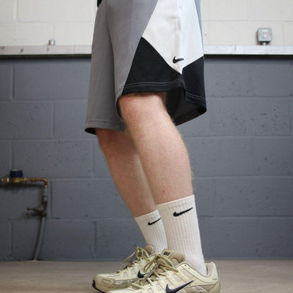 Nike sports shorts y2k Dri-Fit grey white Panelled colour loose floaty summer gym shorts