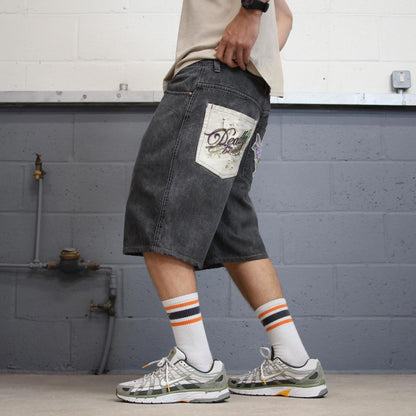 Grey Raw Blue Denim Jorts W36