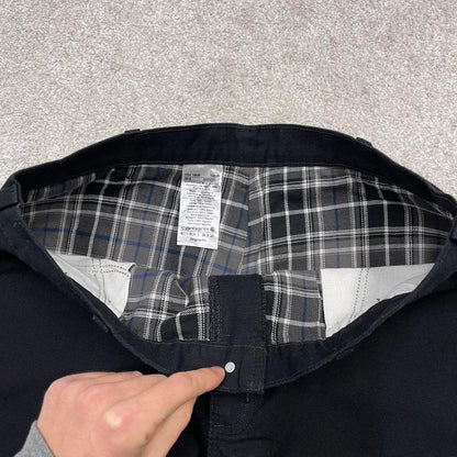 Vintage baggy Carhartt carpenter jeans black 90s skater style W36L34 flannel lined carpenters