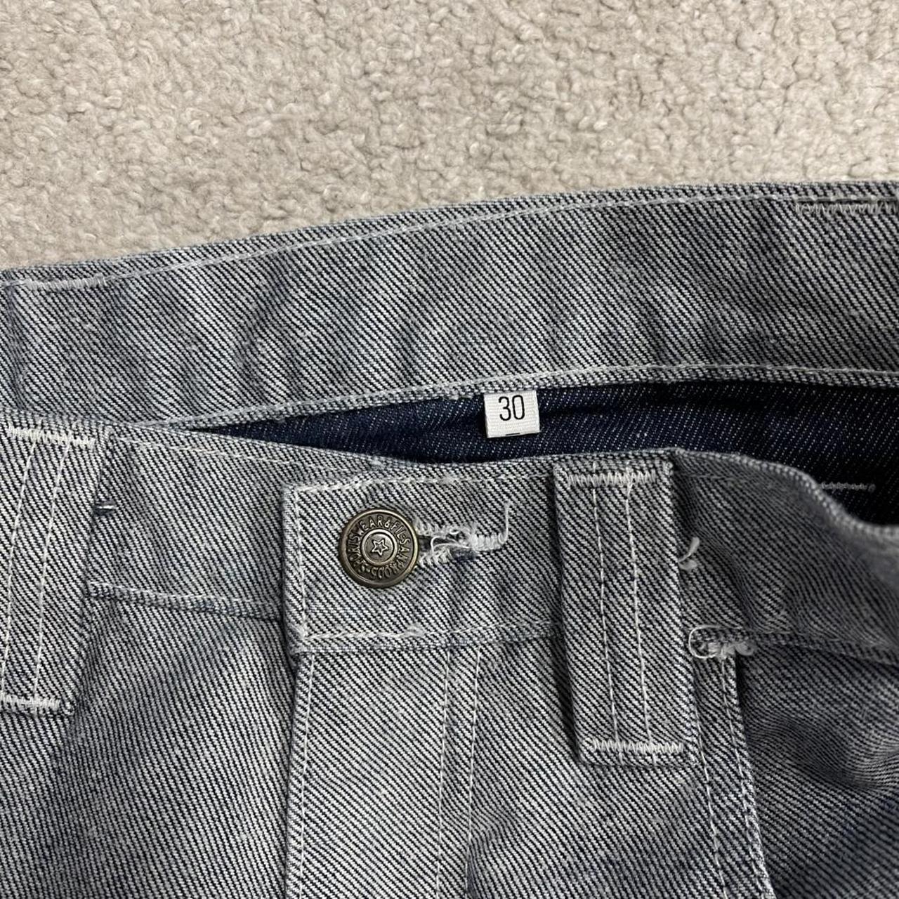 Y2K baggy denim shorts light blue carpenter denim skate surf style cargo shorts Sean John patches