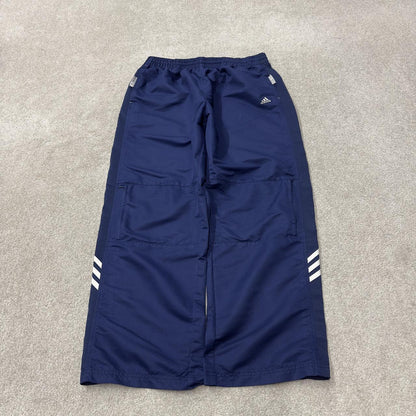 Adidas baggy tracksuit bottoms y2k L navy side stripe design embroidered logo track pants