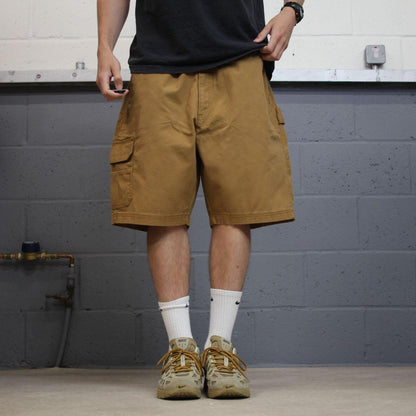 Baggy cargo shorts canvas carpenter tan brown Loose Brahma skater style summer work shorts