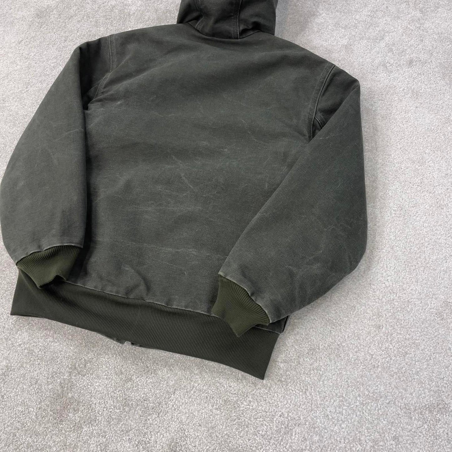 Faded Green Women's Carhartt hooded active jacket Medium canvas work coat
