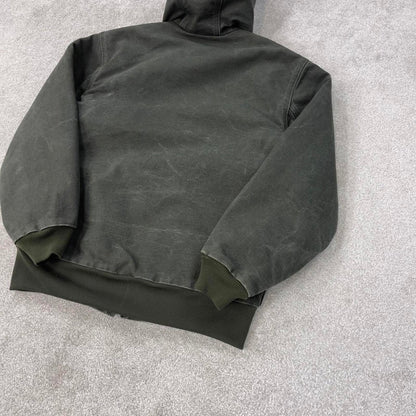 Faded Green Women's Carhartt hooded active jacket Medium canvas work coat
