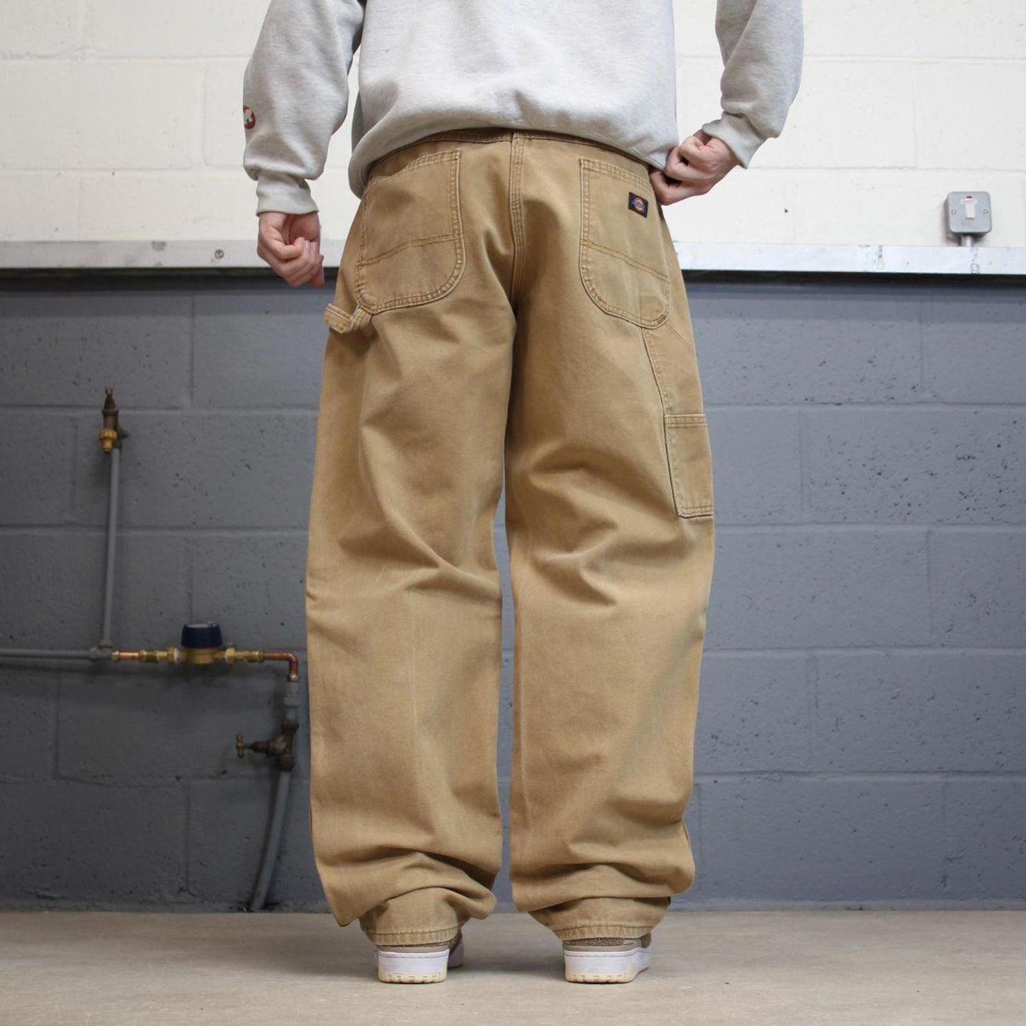 90s baggy Dickies carpenter jeans W36L34 00s skate style tan brown canvas worker cargos