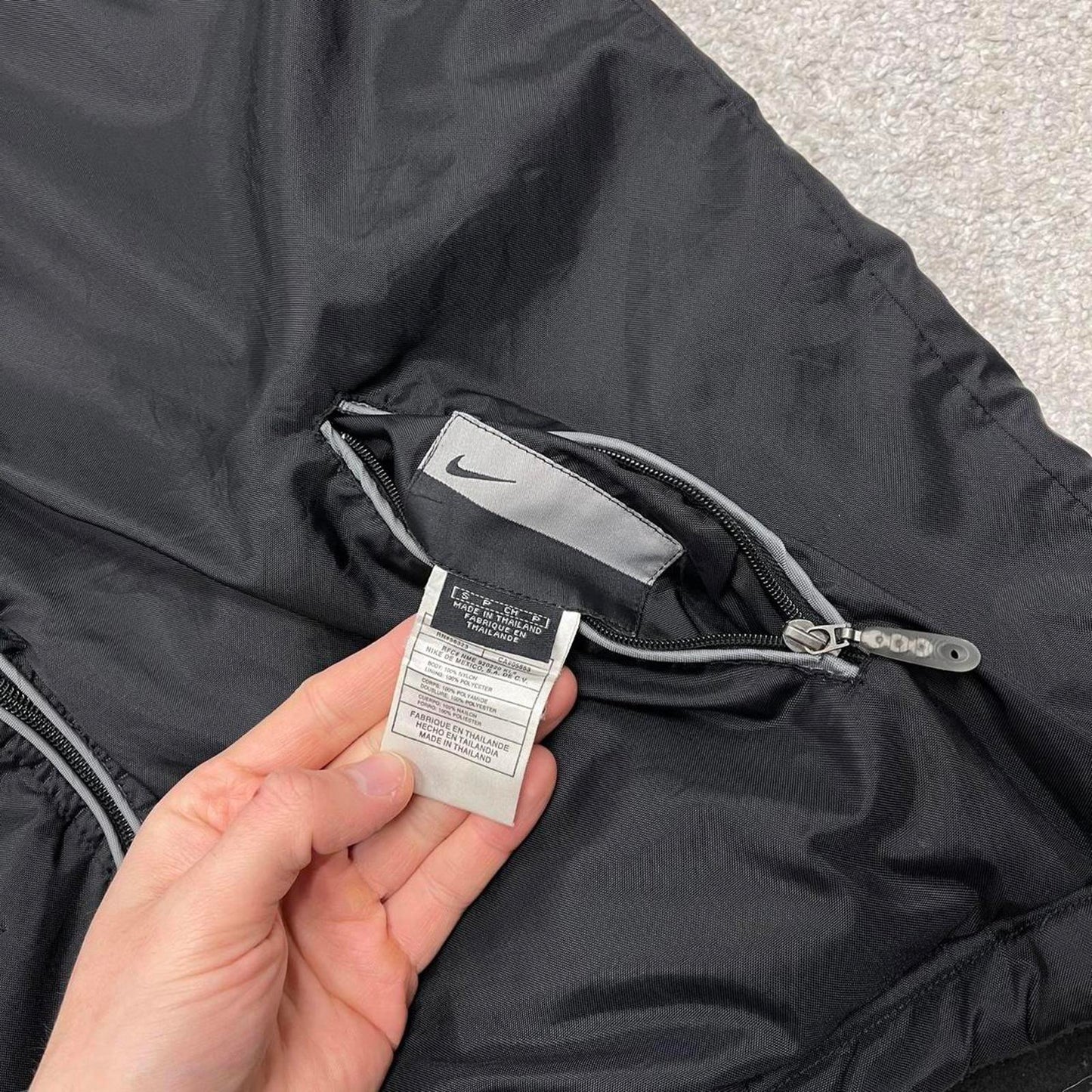 Vintage y2k Nike technical reversible windbreaker jacket black Fleece embroidered swoosh hooded coat