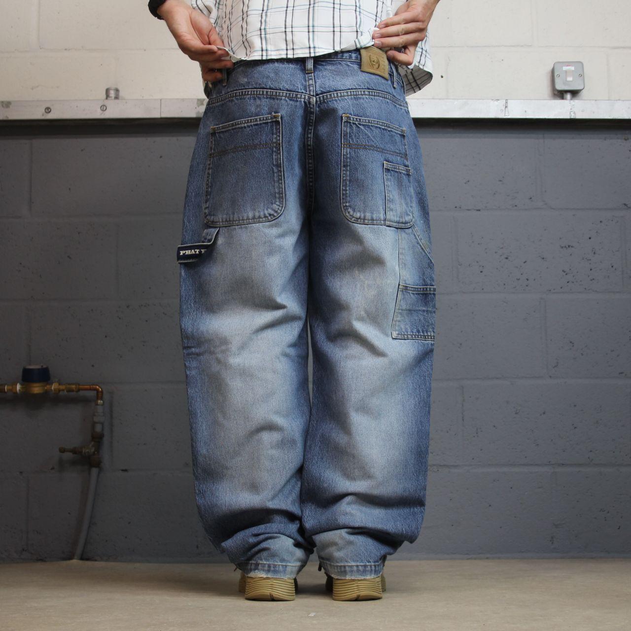 Y2K Phat Farm carpenter jeans W36L32 loose blue Thick heavy denim skate style hip hop pants