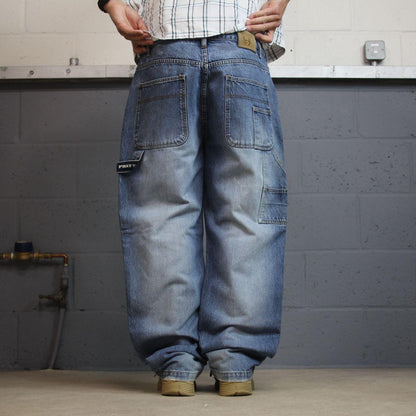 Y2K Phat Farm carpenter jeans W36L32 loose blue Thick heavy denim skate style hip hop pants