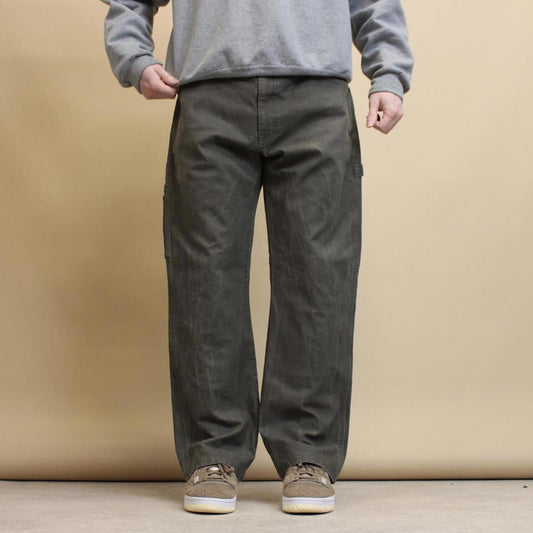 Khaki green Dickies carpenter jeans W36 L30 loose canvasy skater cargos