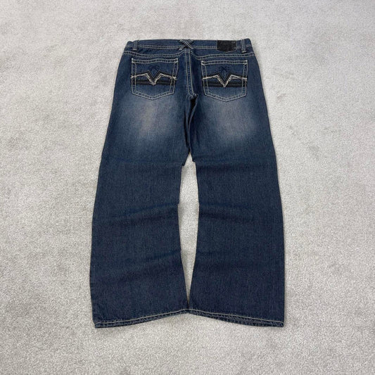 Blue Xtreme Couture jeans W36L30 blue loose y2k 00s style jeans embroidered stitch detail