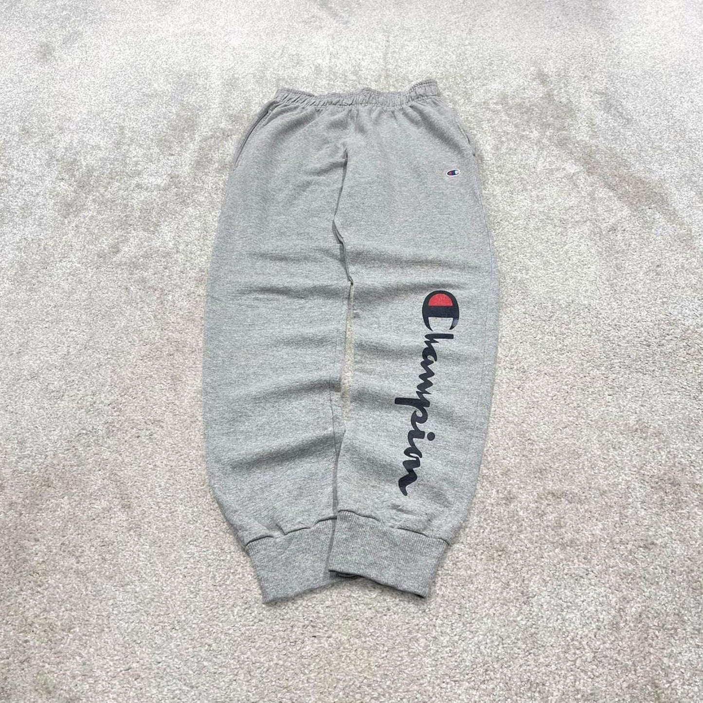 Vintage y2k Champion sweatpants joggers grey Embroidered and print logo drawstring jogging bottoms