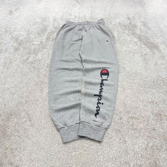 Vintage y2k Champion sweatpants joggers grey Embroidered and print logo drawstring jogging bottoms