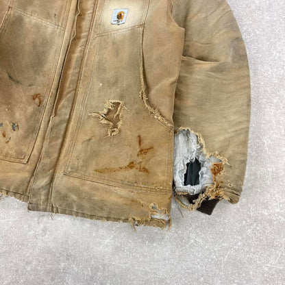 Vintage Carhartt jacket arctic chore coat XL tan distressed American canvas workwear streetwear