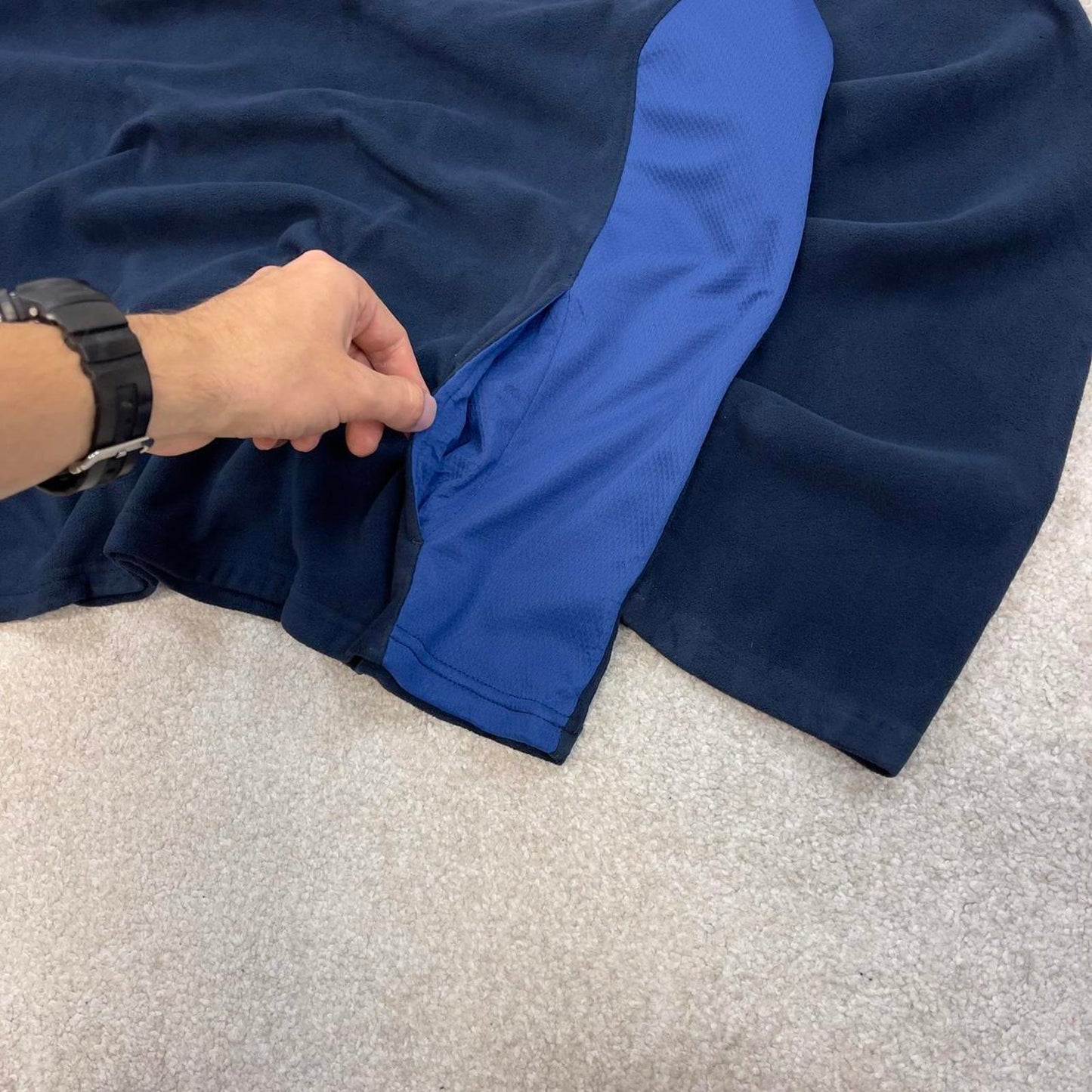 Navy Blue Reebok technical fleece XXL y2k style quarter zip autumn outdoors wear casual paneled