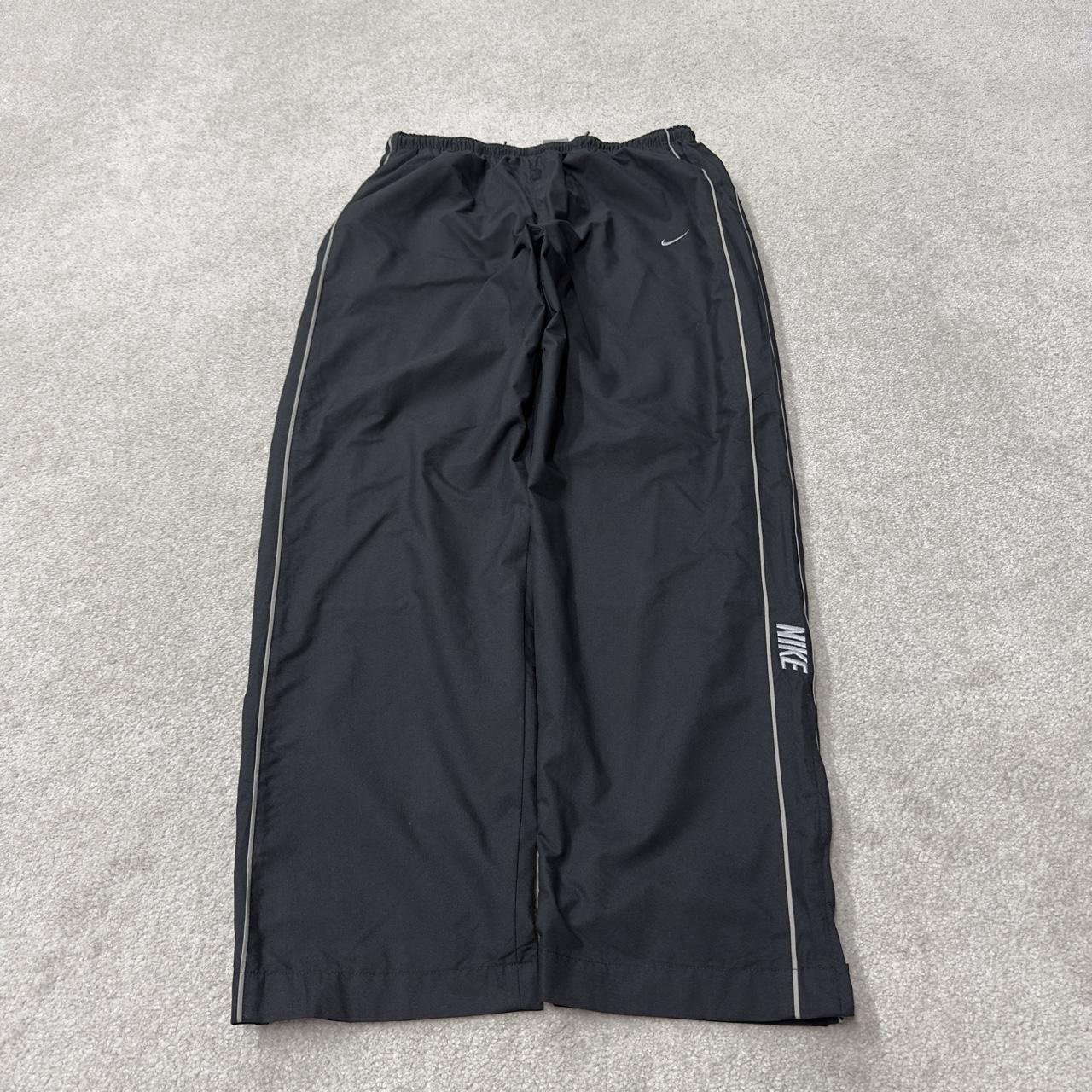 Y2K Nike baggy tracksuit bottoms black L Loose track pants embroidered logos drawstring